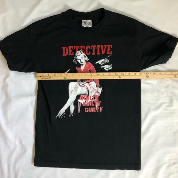 Detective pinup guilty graphic black t shirt size small - Picture 10 of 11